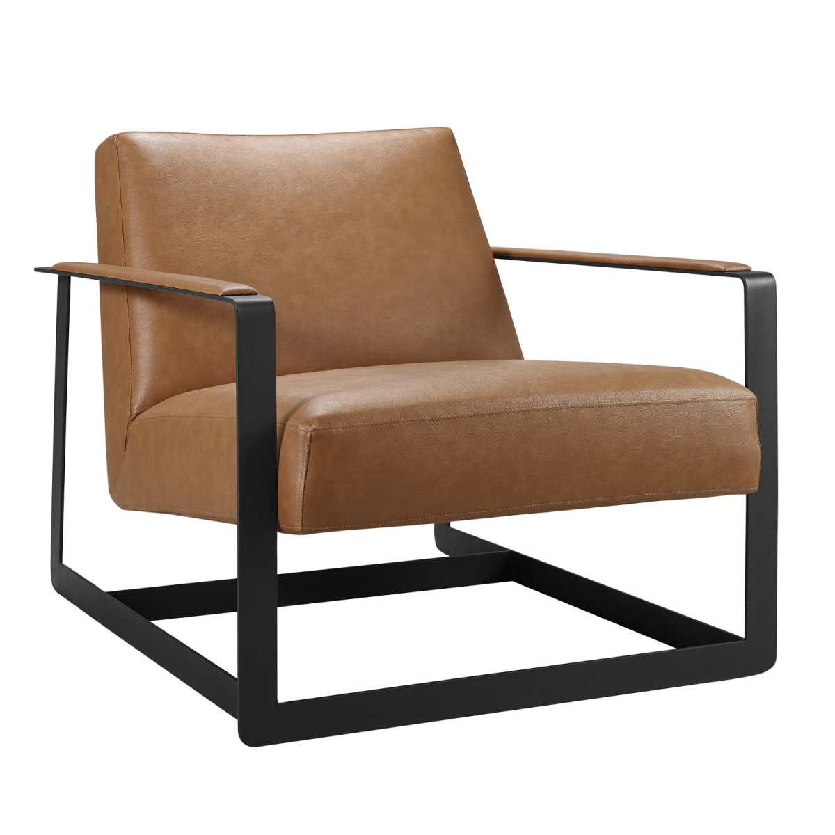 EEI-2075-TAN Seg Vegan Leather Upholstered Vinyl Accent Chair, Tan