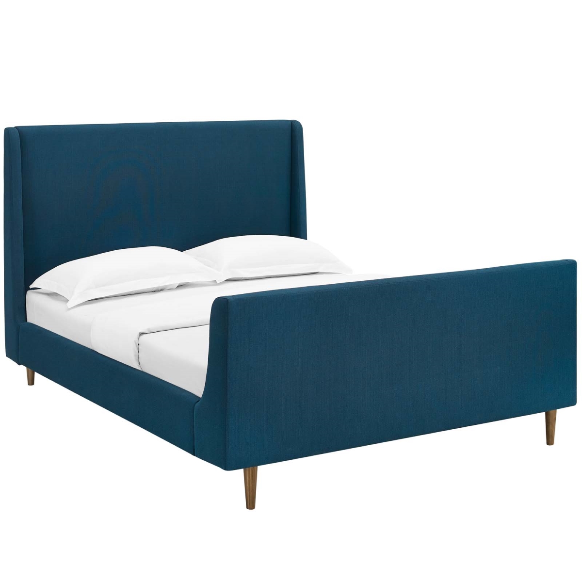 MOD-5824-AZU Aubree Upholstered Fabric Sleigh Platform Bed, Azure - Queen Size -  Modway Furniture