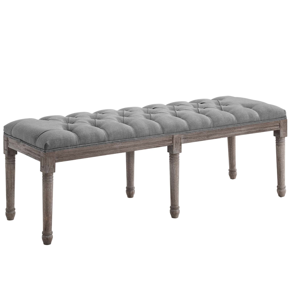 Picture of Modway Furniture EEI-3368-LGR Province French Vintage Upholstered Fabric Bench&#44; Light Gray