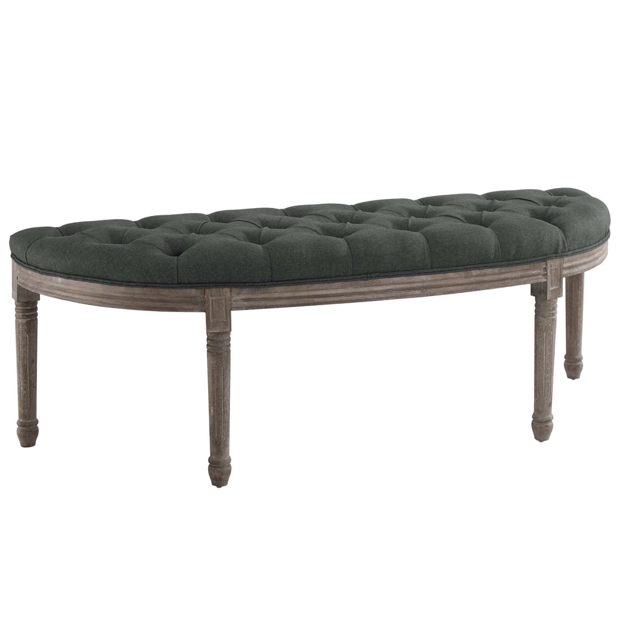 Picture of Modway Furniture EEI-3369-GRY Esteem Vintage French Upholstered Fabric Semi-Circle Bench&#44; Gray
