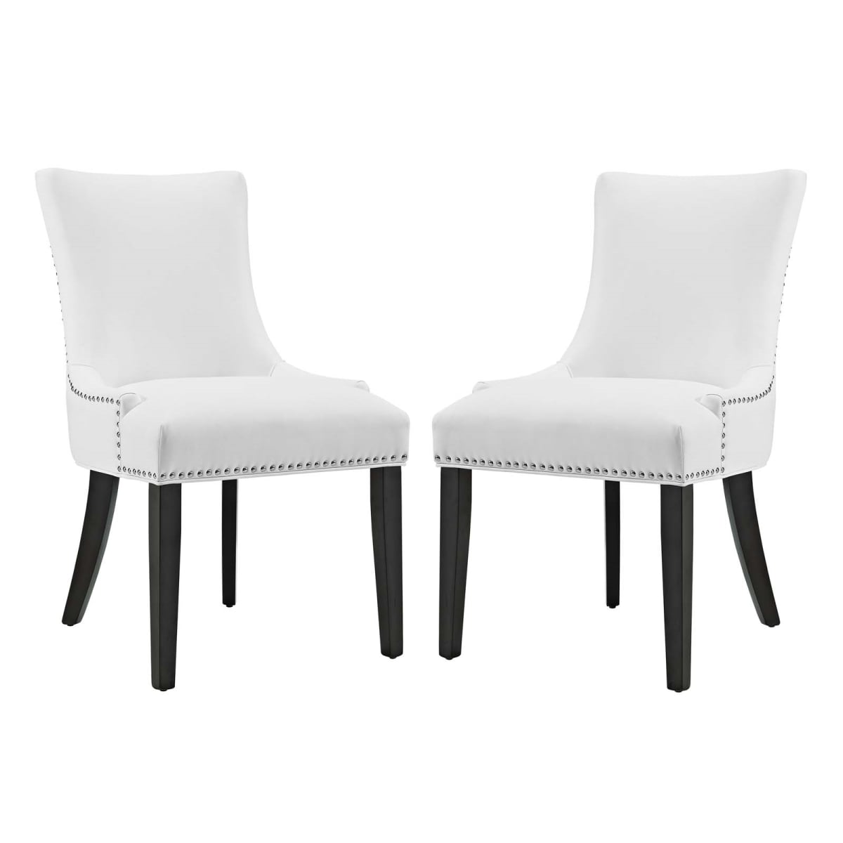 Modway EEI-3498-WHI Marquis Faux Leather Dining Chair, White - Set of 2