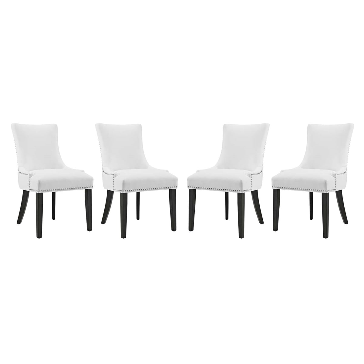 Modway EEI-3499-WHI Marquis Faux Leather Dining Chair, White - Set of 4