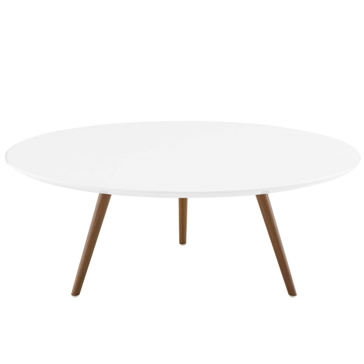 40 in. Lippa Round Wood Top Coffee Table with Tripod Base, Walnut & White