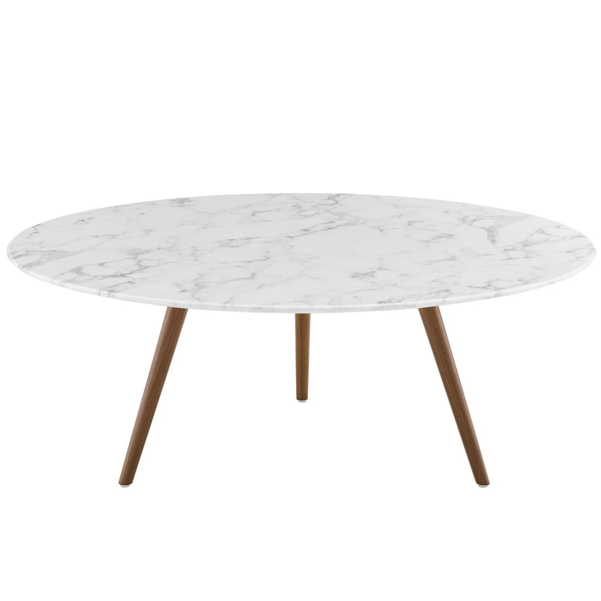 EEI-3668-WAL-WHI 40 in. Lippa Artificial Marble Coffee Table with Tripod Base, Walnut White - Round