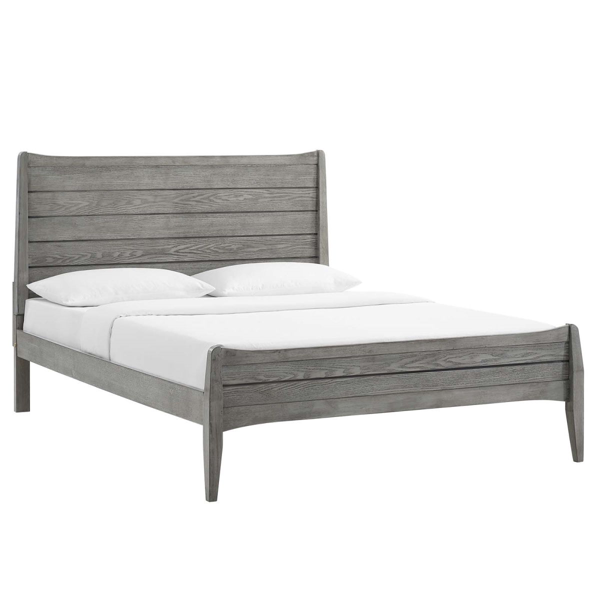 MOD-6238-GRY Georgia Wood Platform Bed, Gray - Queen Size