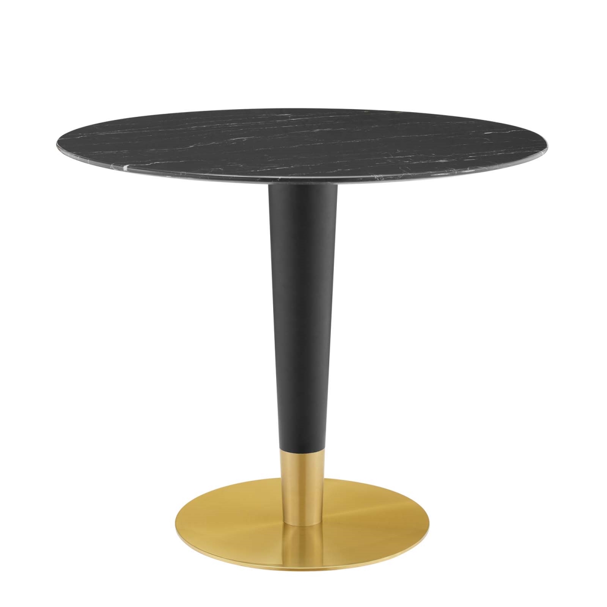 EEI-5132-GLD-BLK 36 in. Zinque Artificial Marble Dining Table, Gold Black