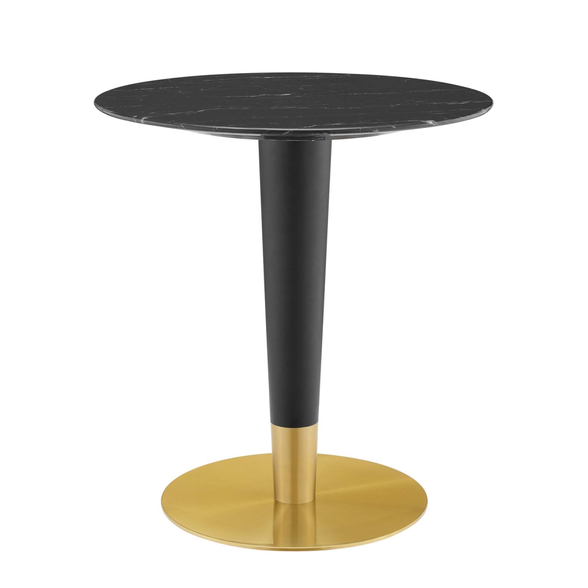 EEI-5131-GLD-BLK 28 in. Zinque Artificial Marble Dining Table, Gold Black