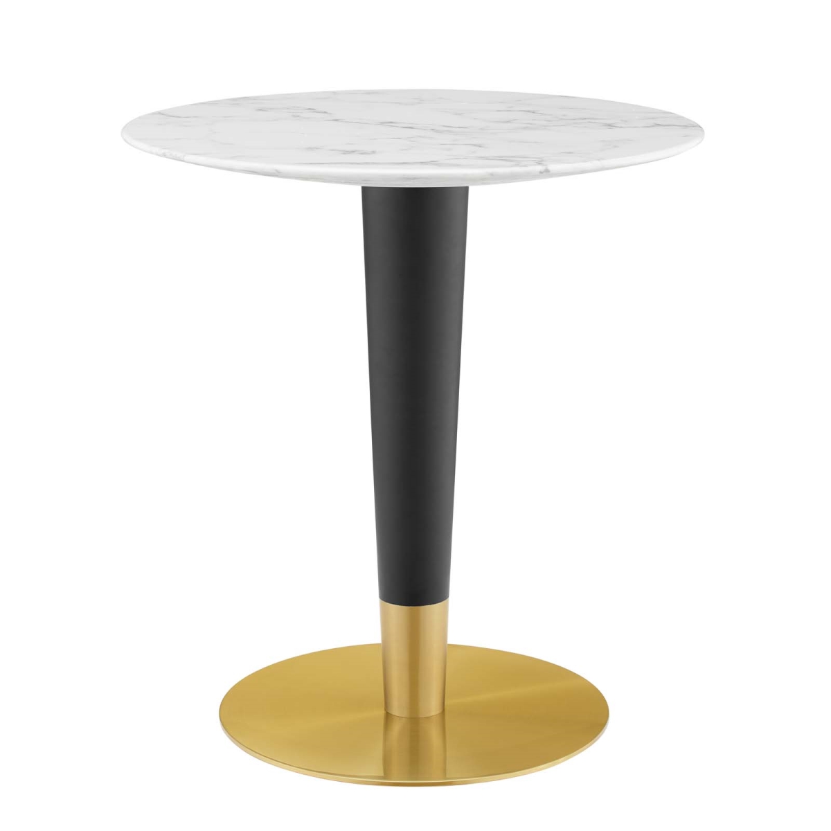 EEI-5121-GLD-WHI 28 in. Zinque Artificial Marble Dining Table, Gold White