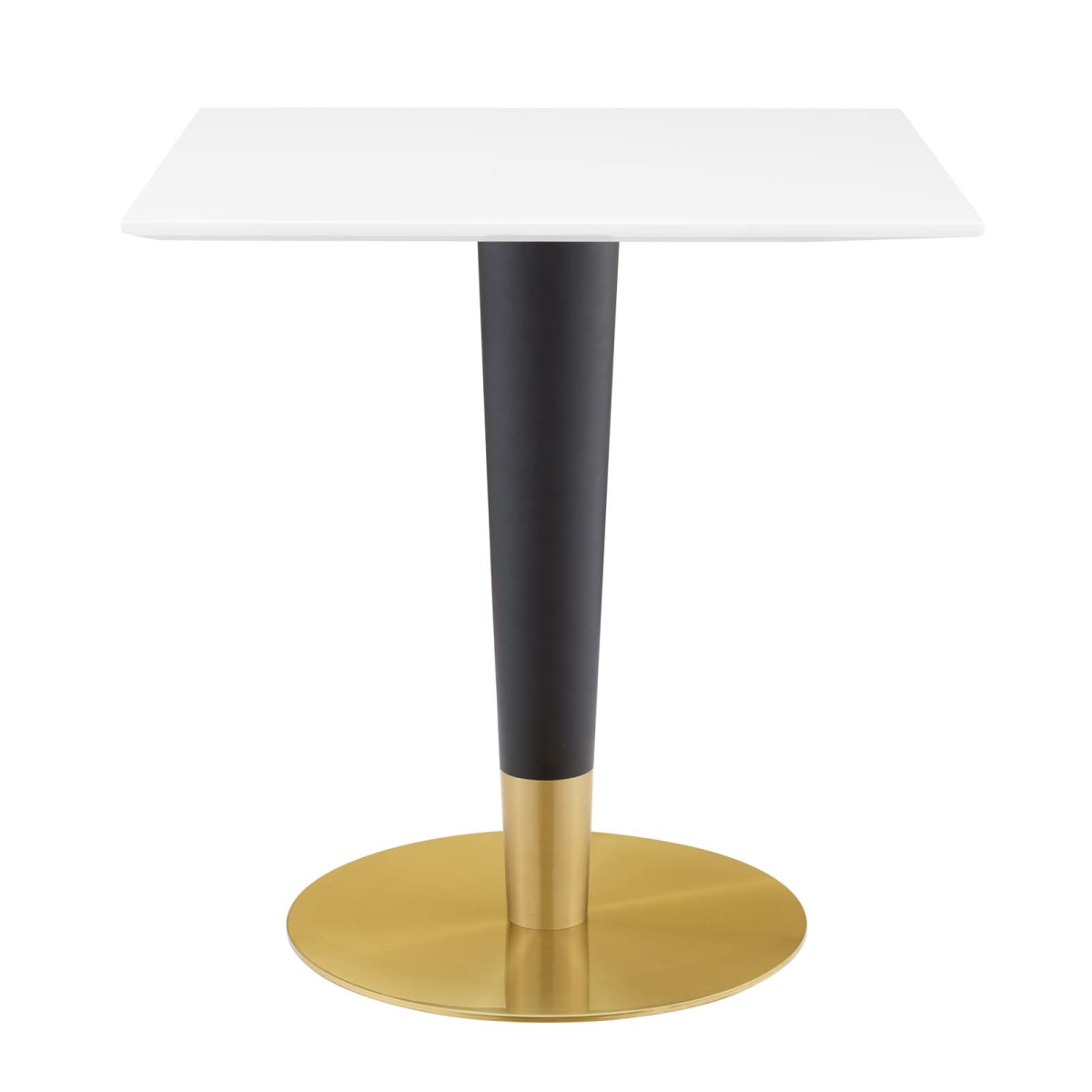 EEI-5119-GLD-WHI 28 in. Zinque Dining Table, Gold White - Square