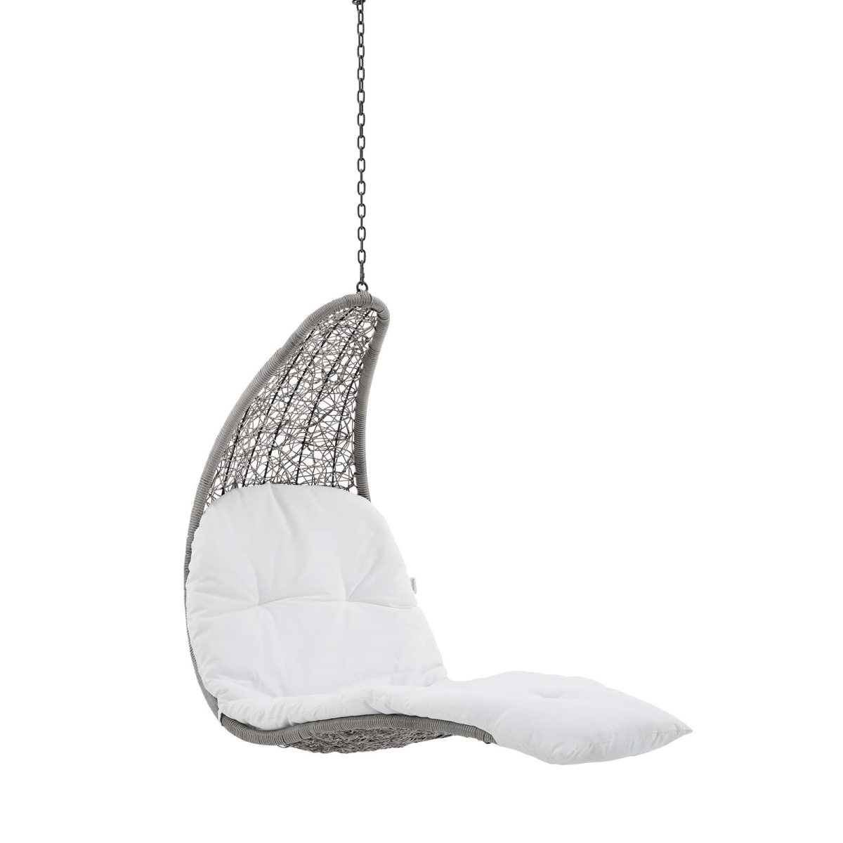 EEI-4589-LGR-WHI Landscape Hanging Chaise Lounge Outdoor Patio Swing Chair, Light Gray & White