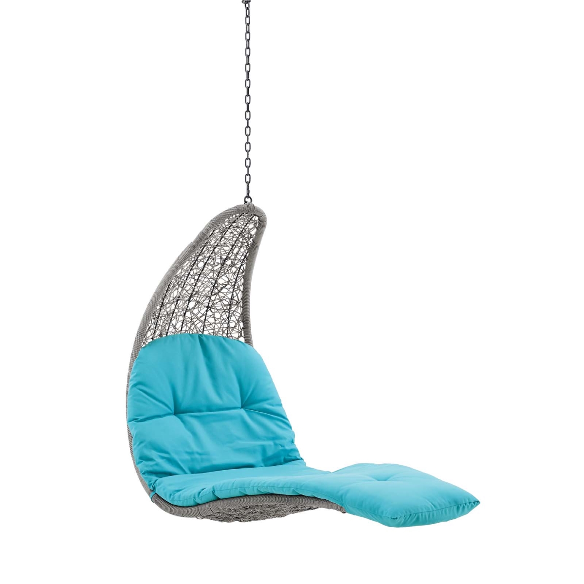 EEI-4589-LGR-TRQ Landscape Hanging Chaise Lounge Outdoor Patio Swing Chair, Light Gray & Turquoise