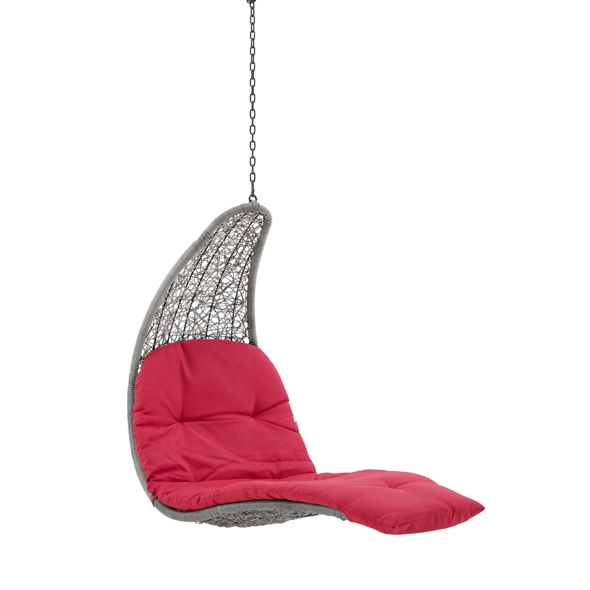 EEI-4589-LGR-RED Landscape Hanging Chaise Lounge Outdoor Patio Swing Chair, Light Gray & Red