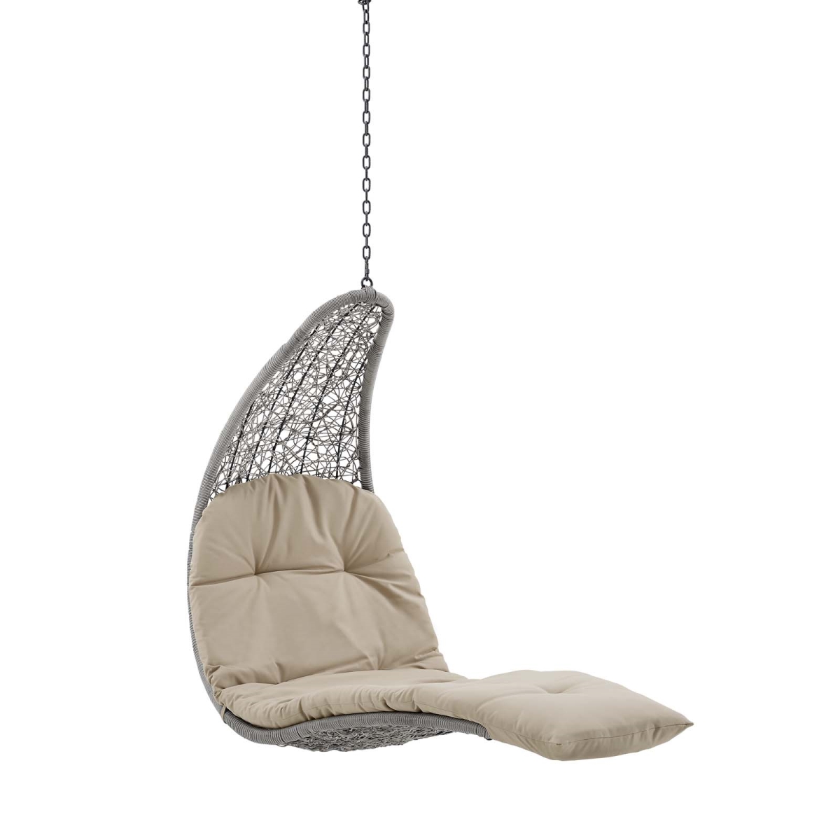 EEI-4589-LGR-BEI Landscape Hanging Chaise Lounge Outdoor Patio Swing Chair, Light Gray & Beige