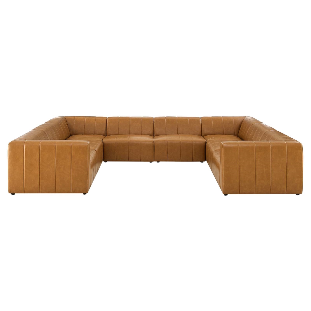EEI-4536-TAN Bartlett Vegan Leather Vegan Leather Sectional Sofa, Tan - 8 Piece