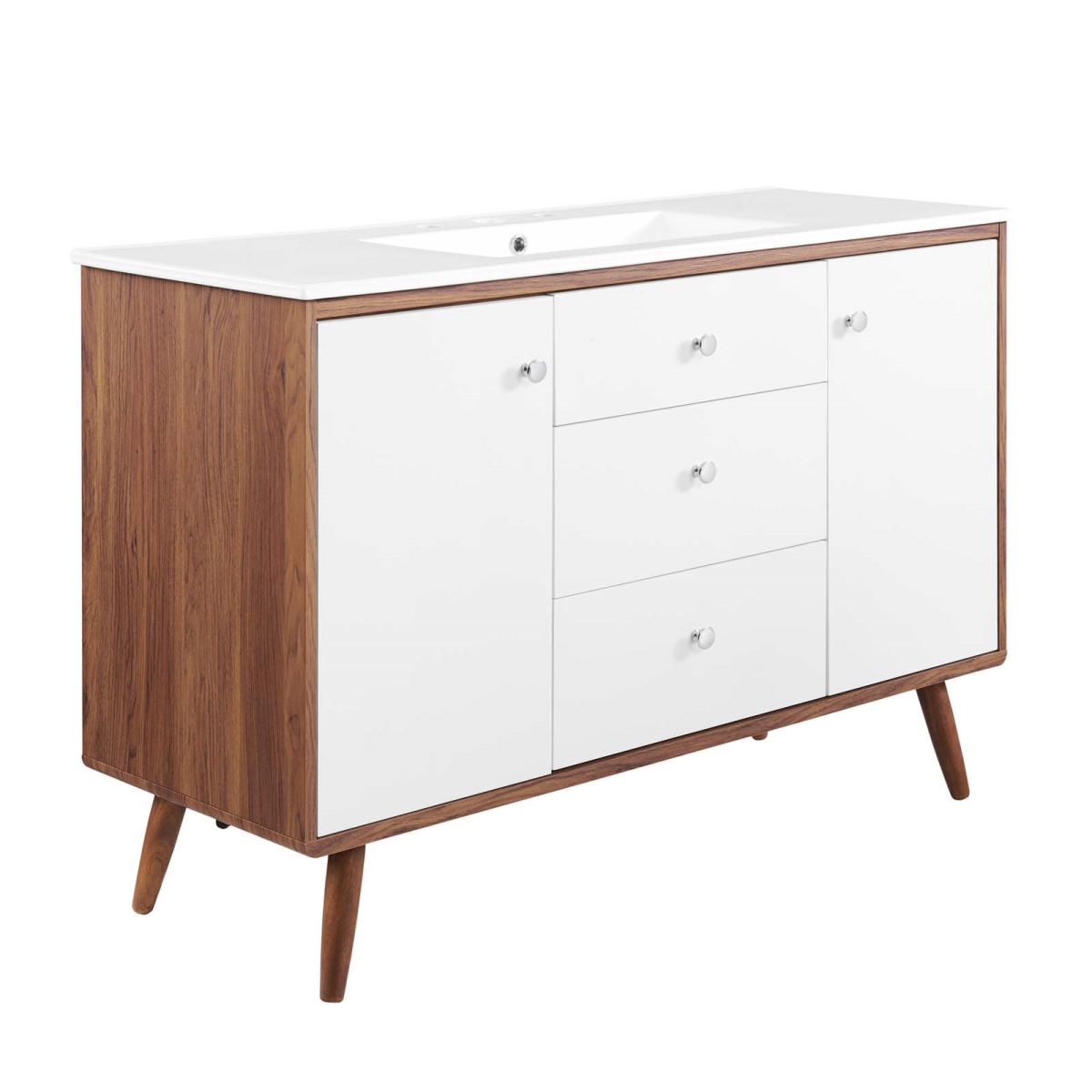 EEI-4438-WAL-WHI 48 in. Transmit Single Sink Bathroom Vanity, Walnut White