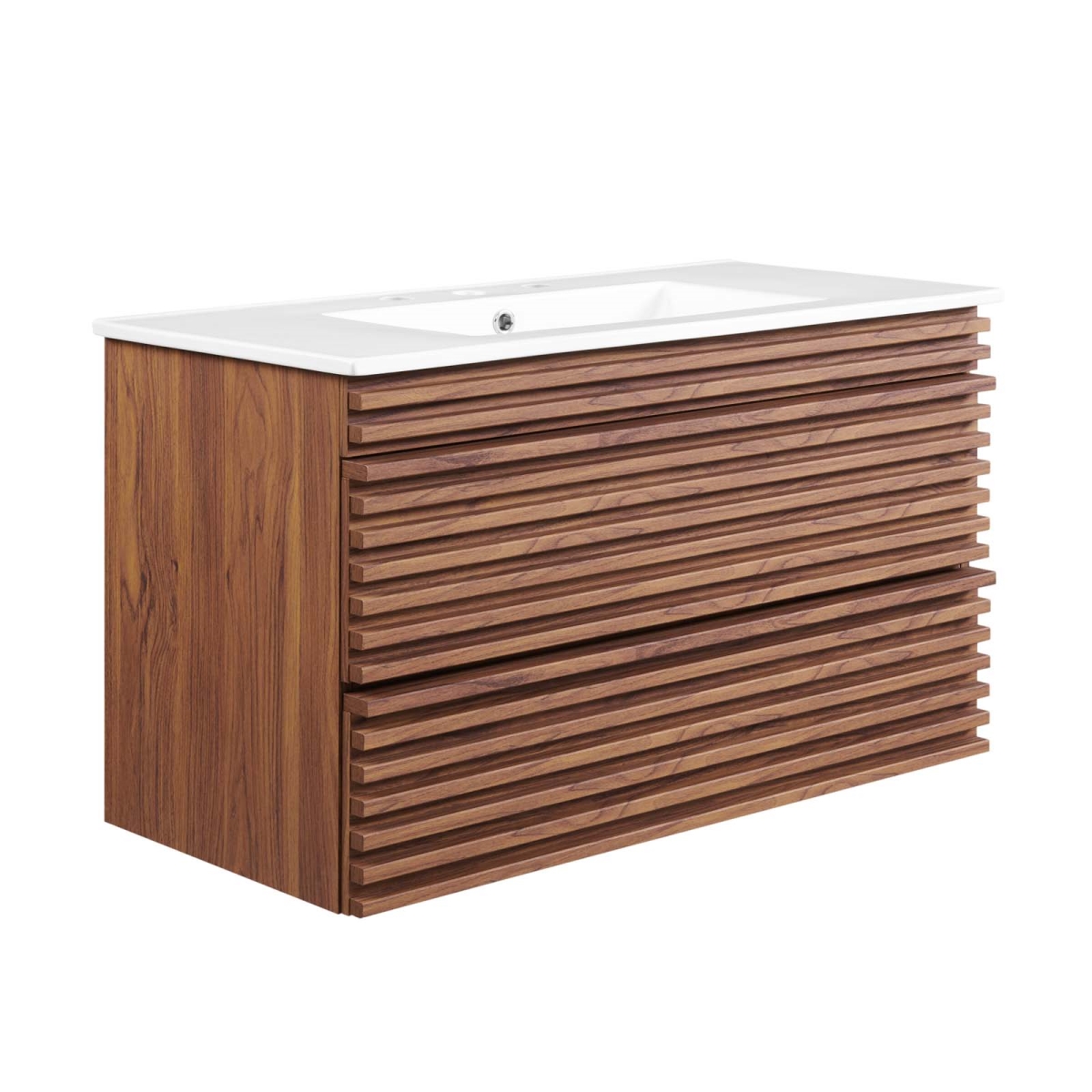 18.5 x 36 x 20.5 in. Render Wall-Mount Bathroom Vanity, Walnut White