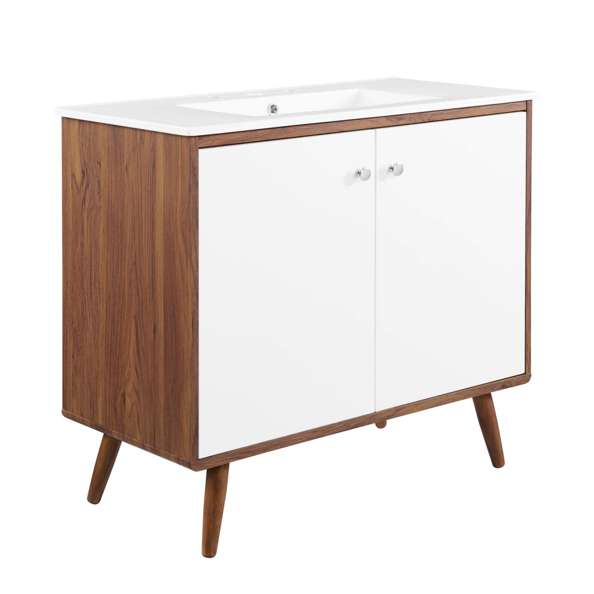 EEI-4435-WAL-WHI 36 in. Transmit Bathroom Vanity, Walnut White