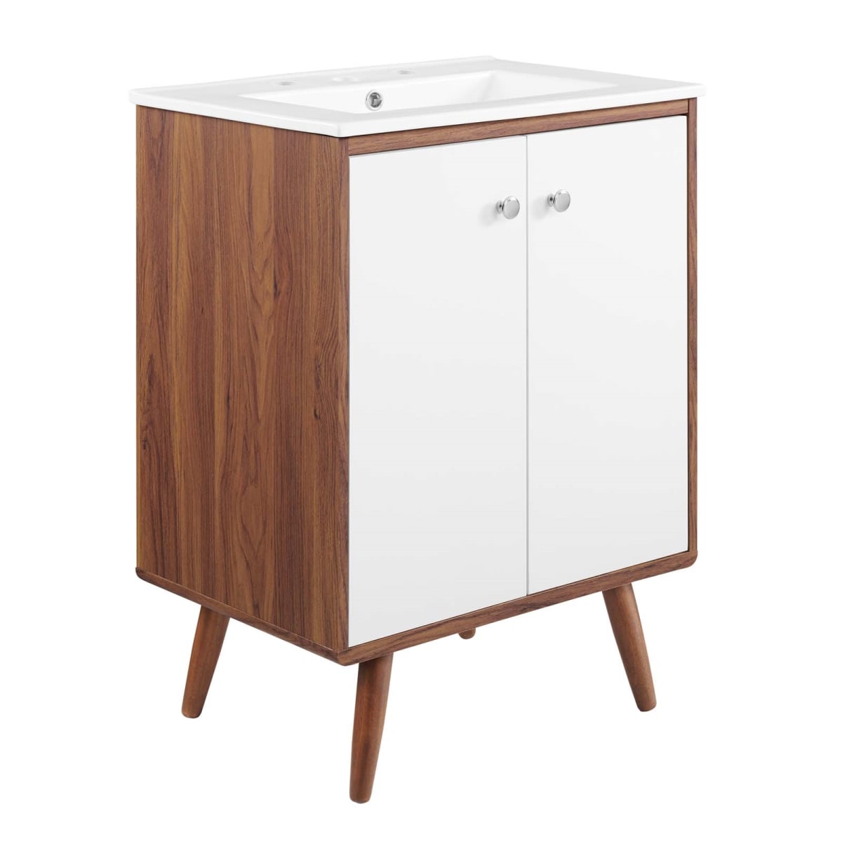 EEI-4432-WAL-WHI 24 in. Transmit Bathroom Vanity, Walnut White