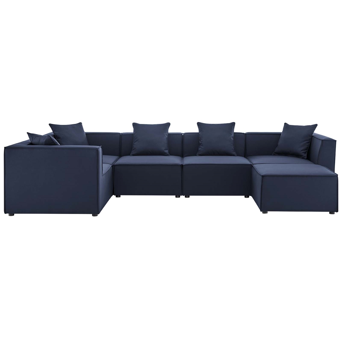 EEI-4386-NAV Saybrook Outdoor Patio Upholstered Sectional Sofa, Navy - 6 Piece