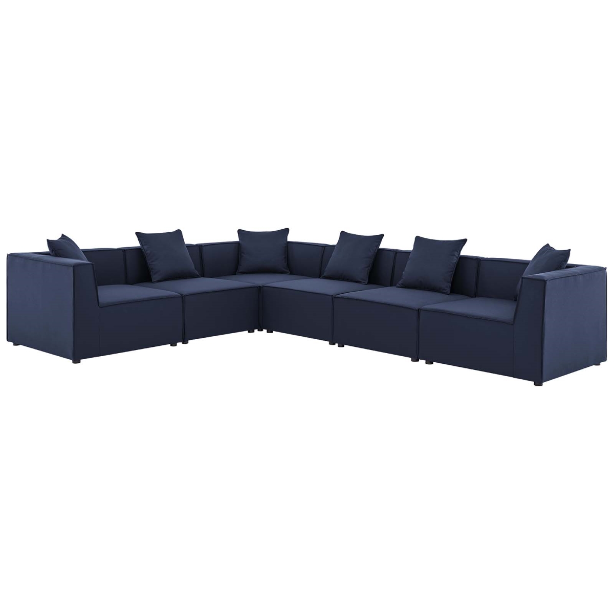 EEI-4385-NAV Saybrook Outdoor Patio Upholstered Sectional Sofa, Navy - 6 Piece