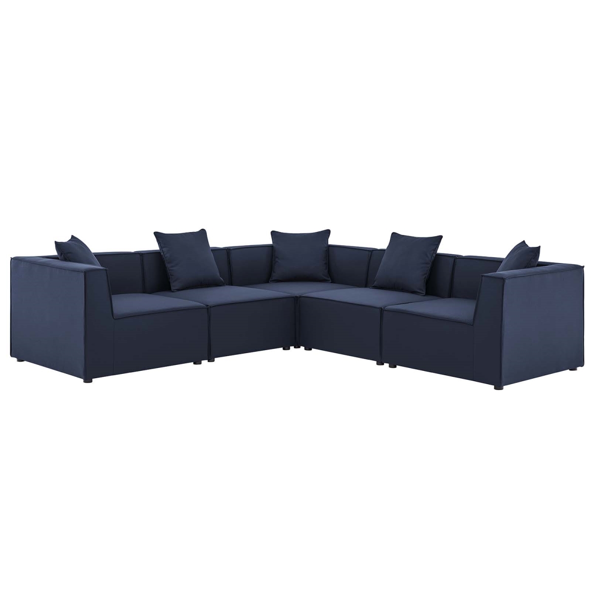 EEI-4384-NAV Saybrook Outdoor Patio Upholstered Sectional Sofa, Navy - 5 Piece