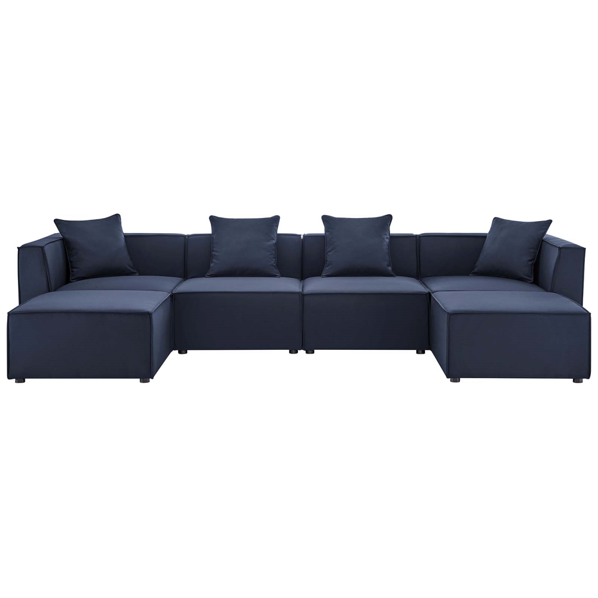EEI-4383-NAV Saybrook Outdoor Patio Upholstered Sectional Sofa, Navy - 6 Piece