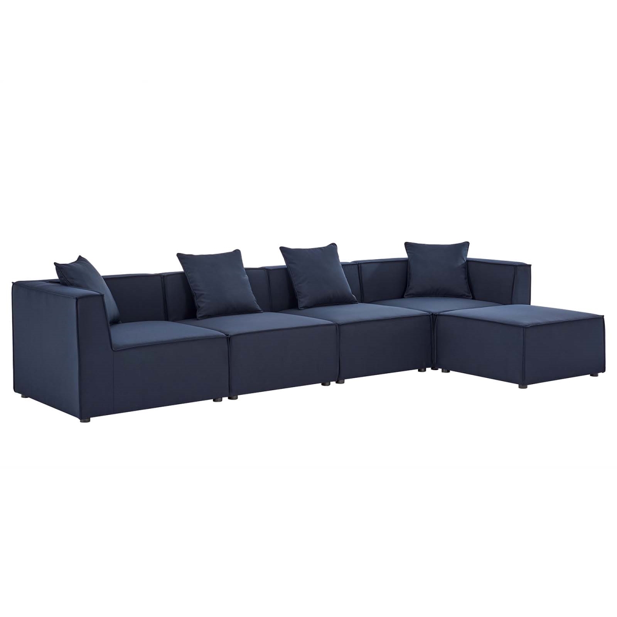 EEI-4382-NAV Saybrook Outdoor Patio Upholstered Sectional Sofa, Navy - 5 Piece