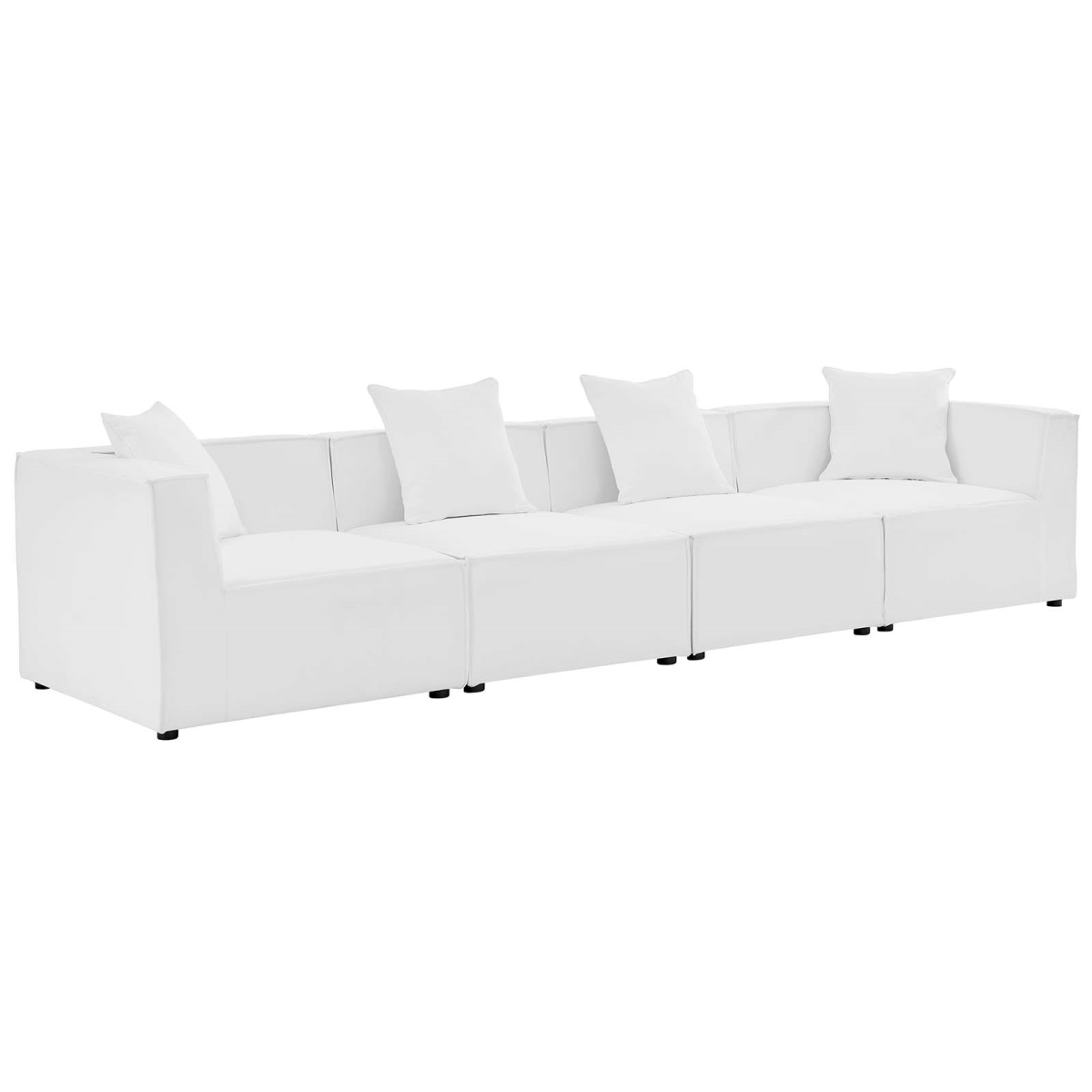 EEI-4381-WHI Saybrook Outdoor Patio Upholstered Sectional Sofa, White - 4 Piece