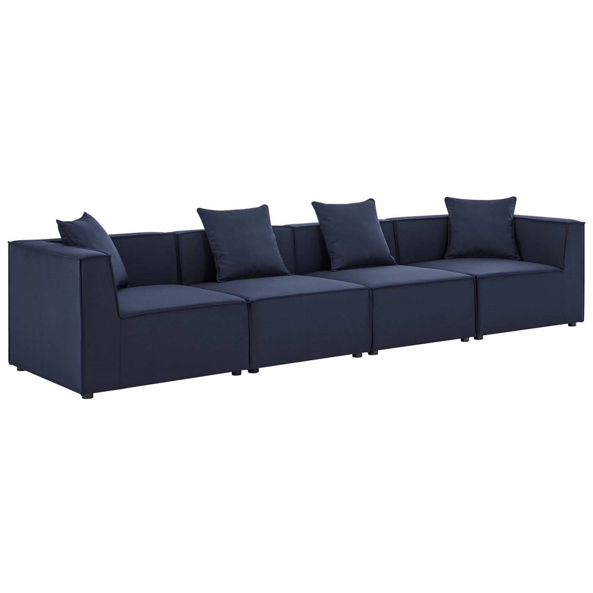 EEI-4381-NAV Saybrook Outdoor Patio Upholstered Sectional Sofa, Navy - 4 Piece