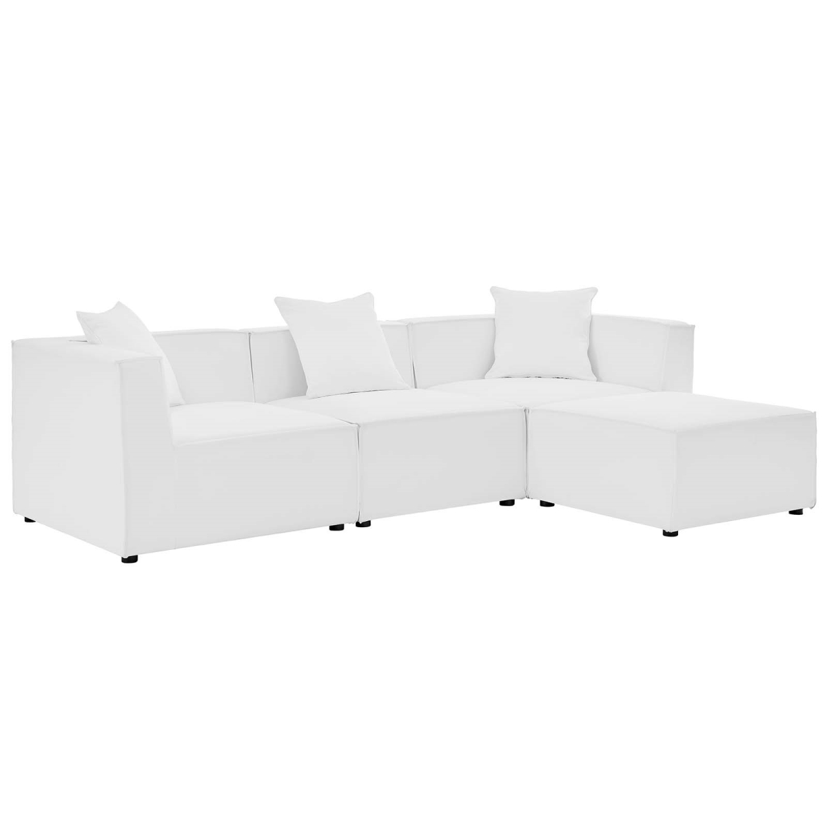 EEI-4380-WHI Saybrook Outdoor Patio Upholstered Sectional Sofa, White - 4 Piece
