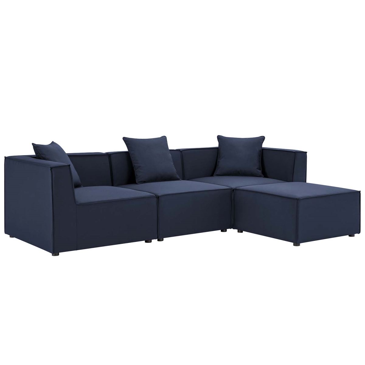 EEI-4380-NAV Saybrook Outdoor Patio Upholstered Sectional Sofa, Navy - 4 Piece