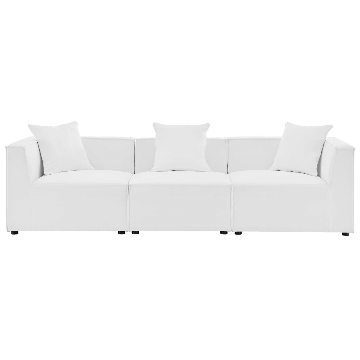 EEI-4379-WHI Saybrook Outdoor Patio Upholstered Sectional Sofa, White - 3 Piece