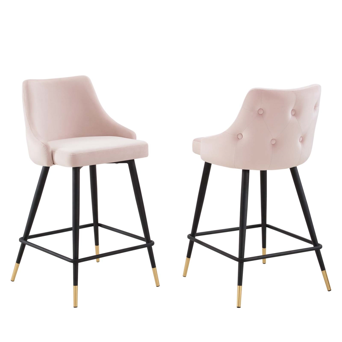 EEI-4594-PNK Adorn Performance Velvet Counter Stool, Pink - Set of 2