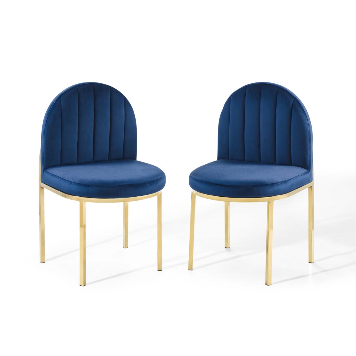EEI-4503-GLD-NAV Isla Dining Side Chair for Performance Velvet, Gold Navy - Set of 2