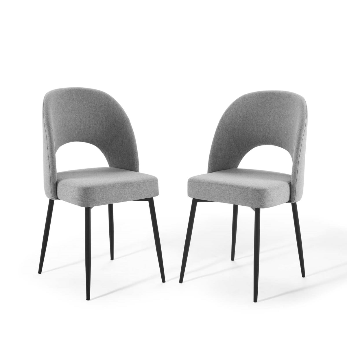 EEI-4490-BLK-LGR Rouse Dining Side Chair for Upholstered Fabric, Black Light Gray - Set of 2
