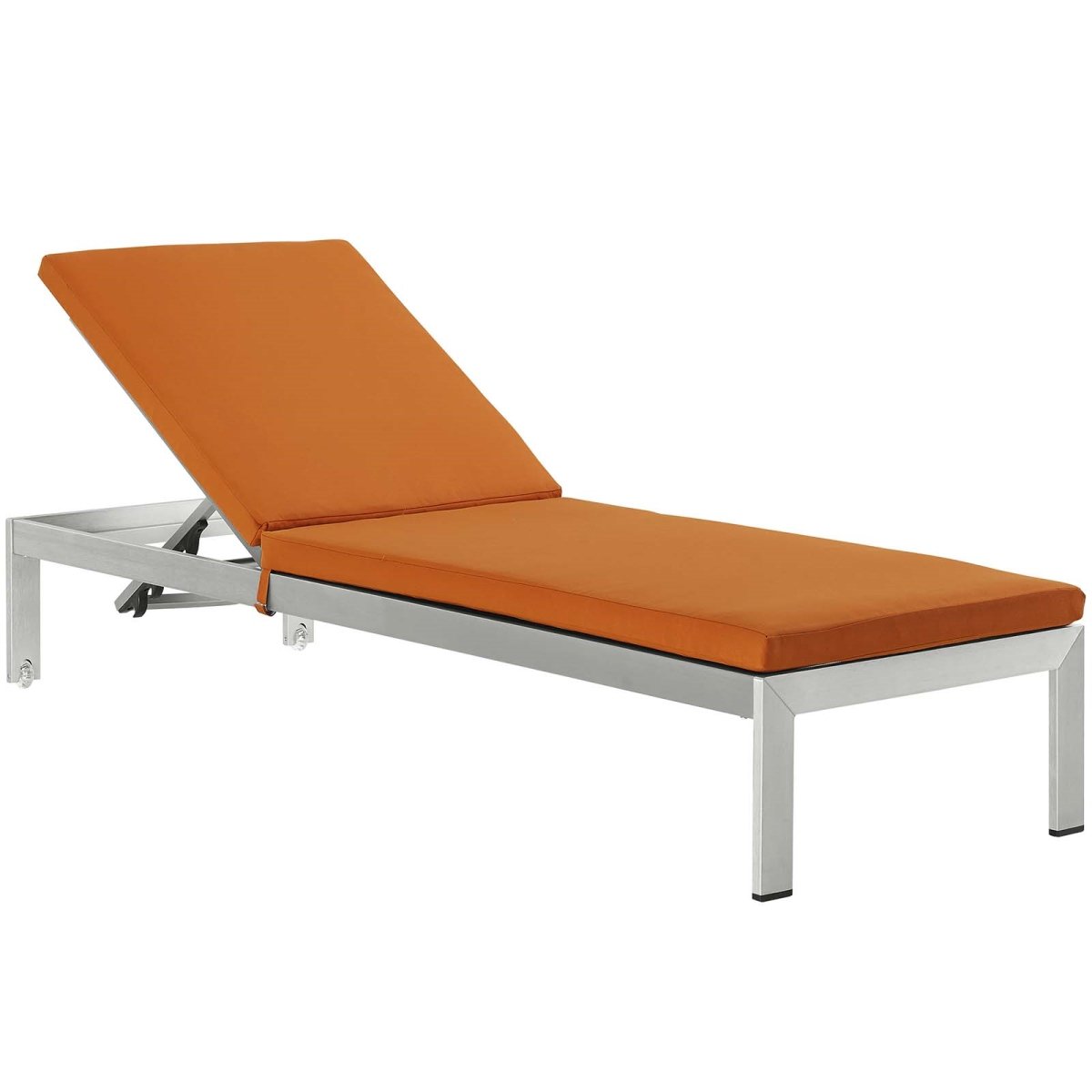 EEI-4501-SLV-ORA Shore Outdoor Patio Aluminum Chaise with Cushions -  Modway Furniture