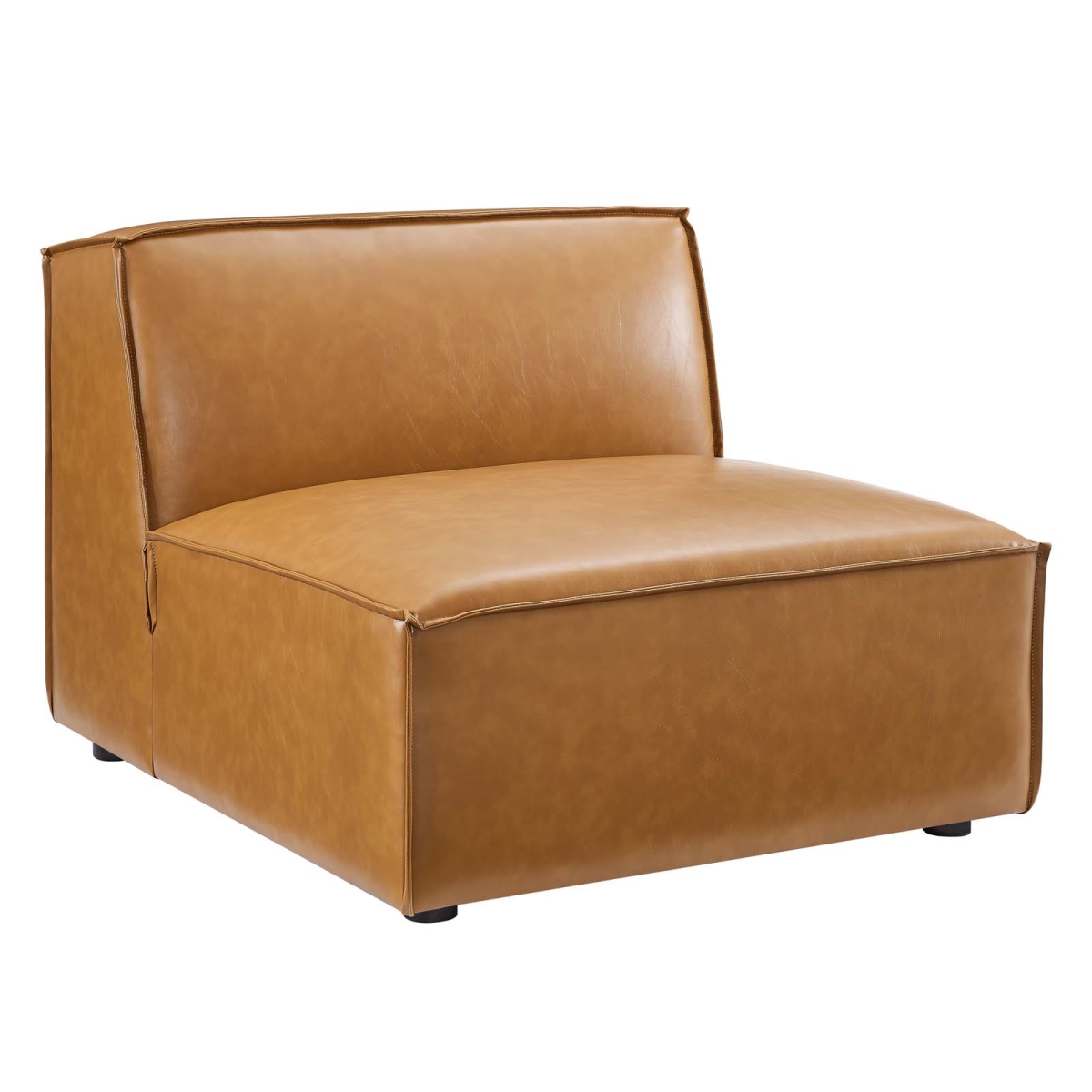 Modway EEI-4495-TAN 35 x 40.5 x 28 in. Restore Vegan Leather Sectional Sofa Armless Chair, Tan