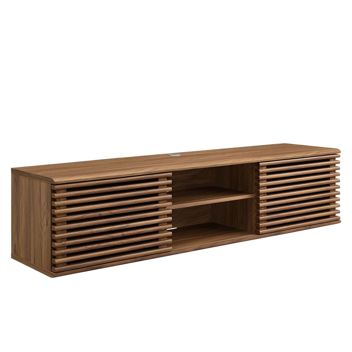 EEI-4267-WAL 60 in. Render Wall-Mount Media Console TV Stand, Walnut