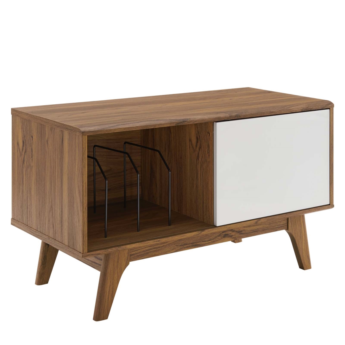 EEI-4261-WAL-WHI Envision Vinyl Record Display Stand, Walnut White