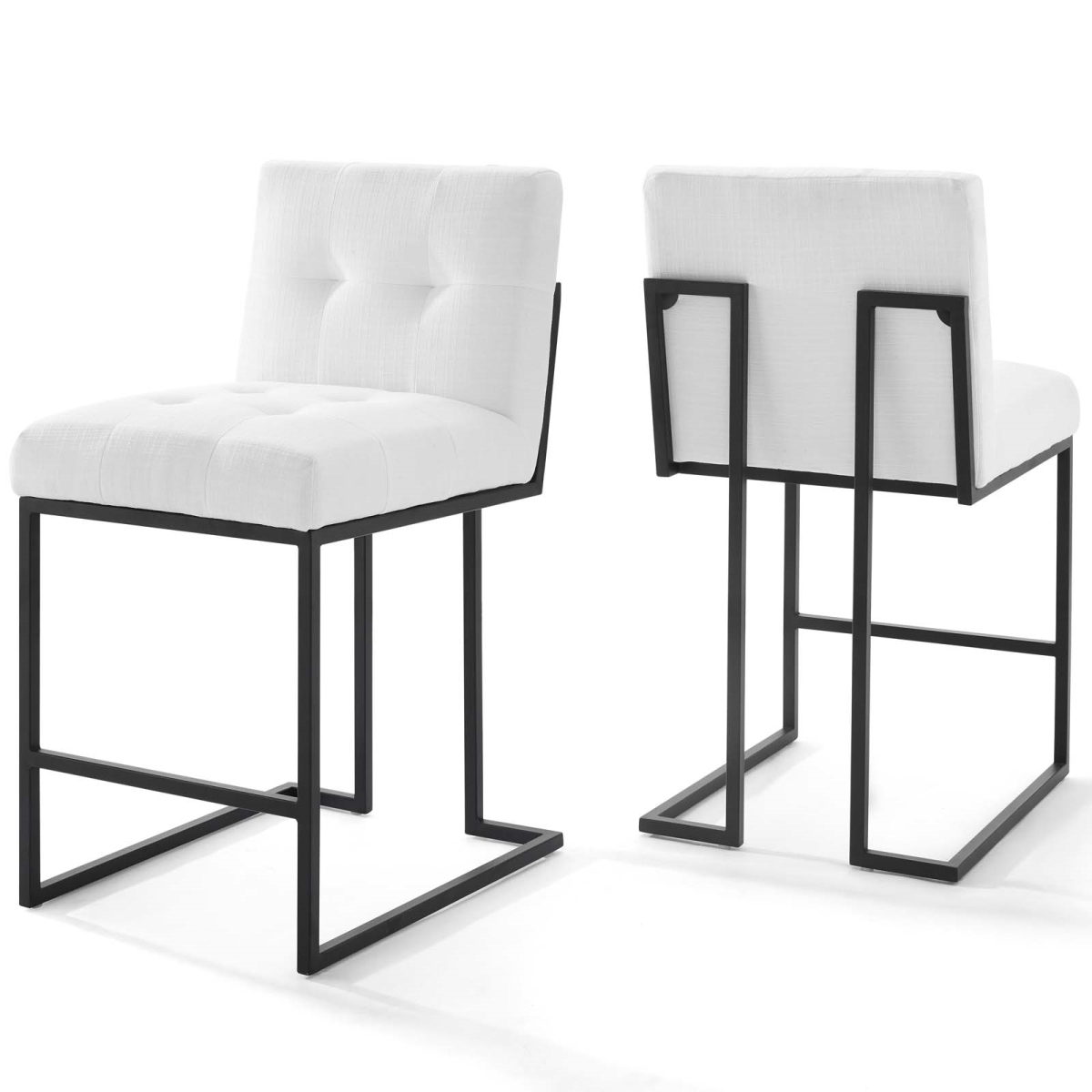 EEI-4156-BLK-WHI Privy Stainless Steel Upholstered Fabric Counter Stool, Black & White - Set of 2