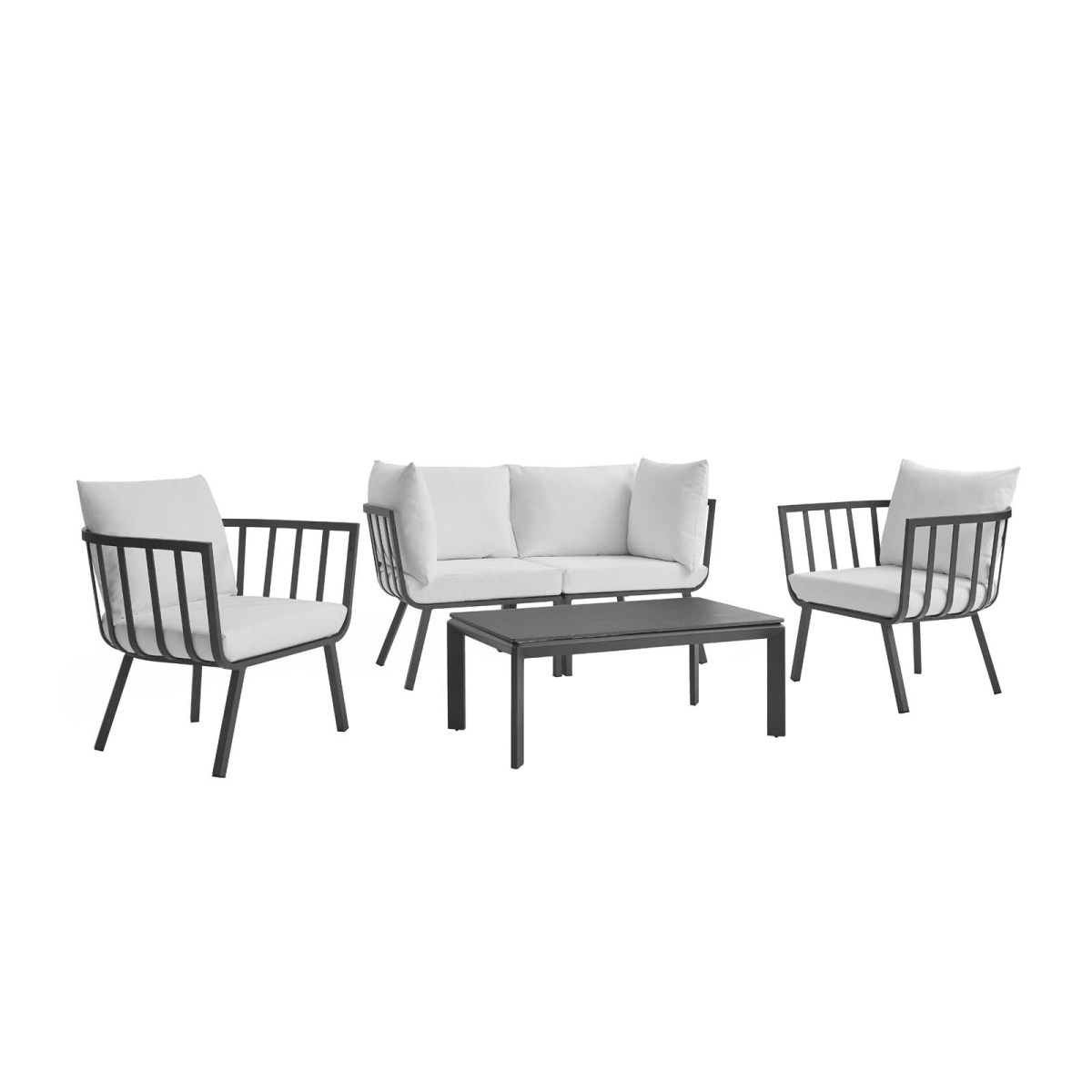 Riverside Outdoor Patio Aluminum Set, Gray White - 5 Piece