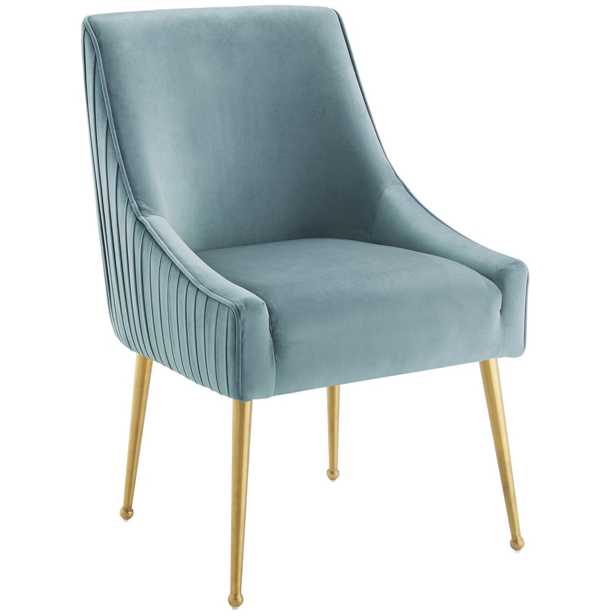 EEI-3509-LBU Discern Pleated Back Upholstered Performance Velvet Dining Chair, Light Blue