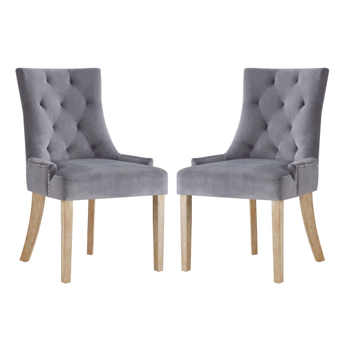 EEI-3504-GRY Pose Dining Chair for Performance Velvet, Gray - Set of 2