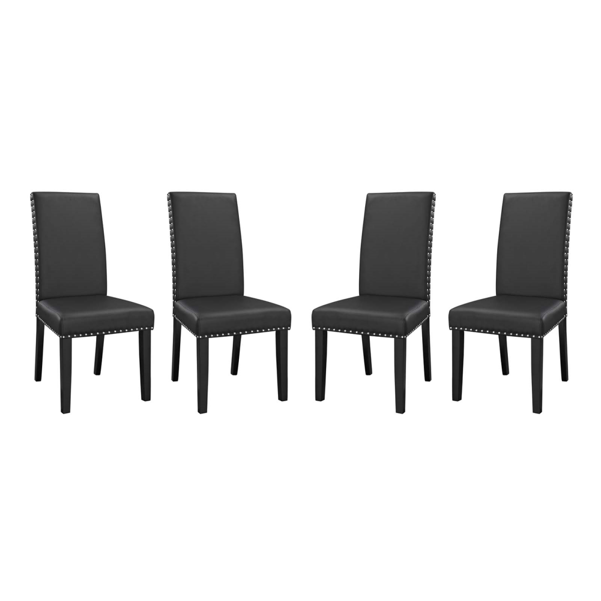 EEI-3554-BLK Parcel Dining Side Chair - Vinyl, Black - Set of 4