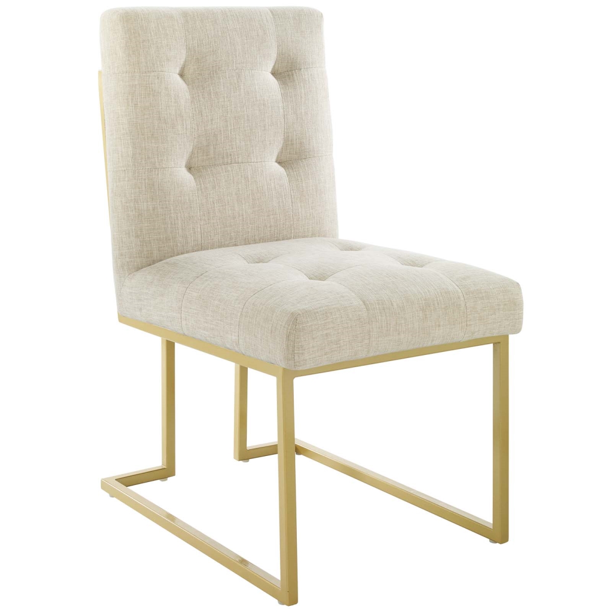 EEI-3743-GLD-BEI Privy Gold Stainless Steel Upholstered Fabric Dining Accent Chair, Gold Beige