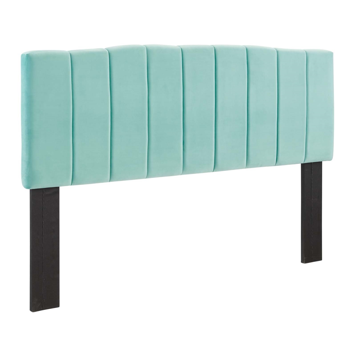 MOD-6183-MIN Camilla Channel Tufted Performance Velvet Headboard, Mint - King & California King Size