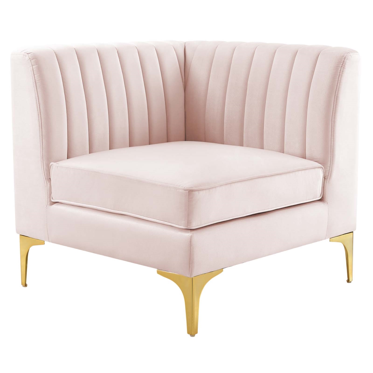 EEI-3983-PNK Triumph Channel Tufted Performance Velvet Sectional Sofa Corner Chair, Pink -  Modway Furniture