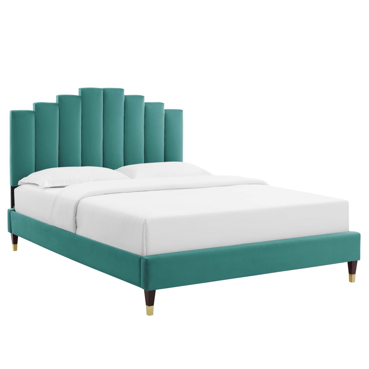Picture of Modway Furniture MOD-6874-TEA Elise Performance Velvet Platform Bed&#44; Teal - Full Size