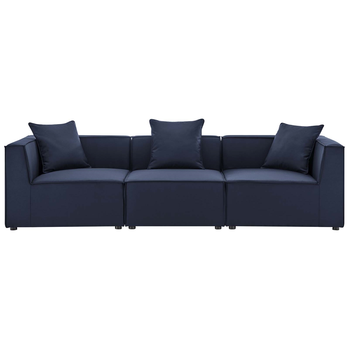 EEI-4379-NAV Saybrook Outdoor Patio Upholstered Sectional Sofa, Navy - 3 Piece