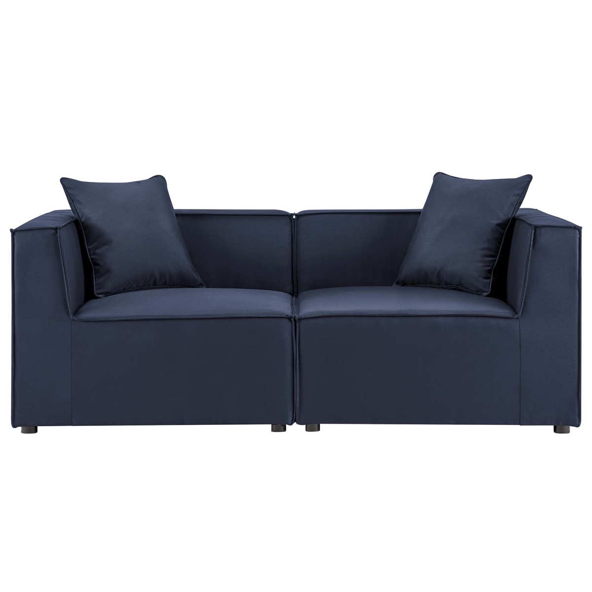 EEI-4377-NAV Saybrook Outdoor Patio Upholstered Sectional Sofa Loveseat, Navy - 2 Piece